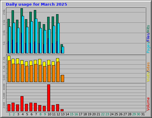 Daily usage for March 2025